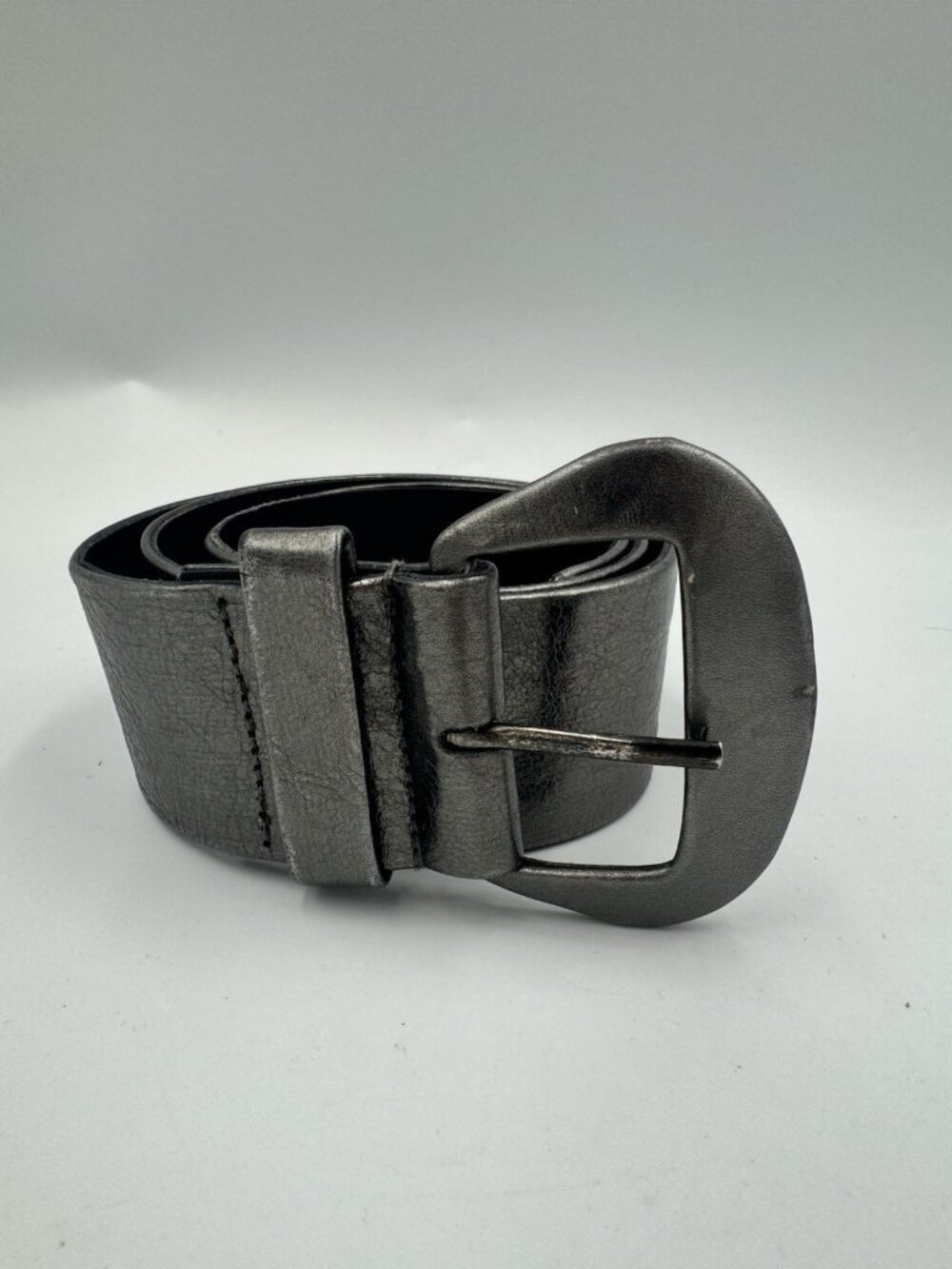 Max Mara Vintage Wide Metallic Leather Belt Italy